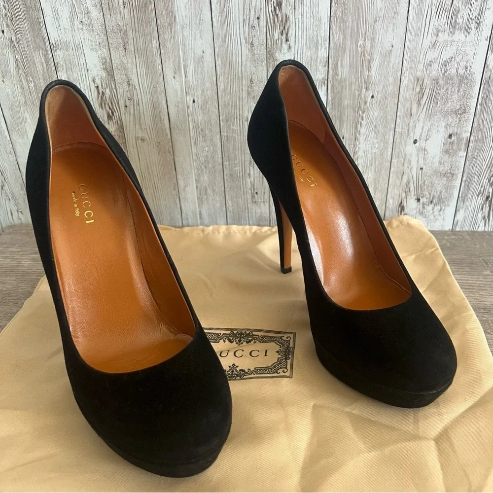 Gucci Black Suede Women's Heels 36 - Picture 1 of 7